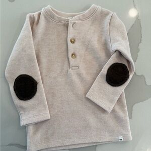 Kids Cream Long Sleeve Shirt with Elbow Patches